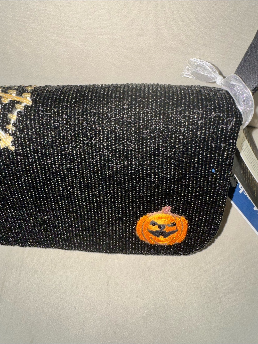 Beaded Halloween Dog shoulder  Bag in Black - Picture 4 of 5